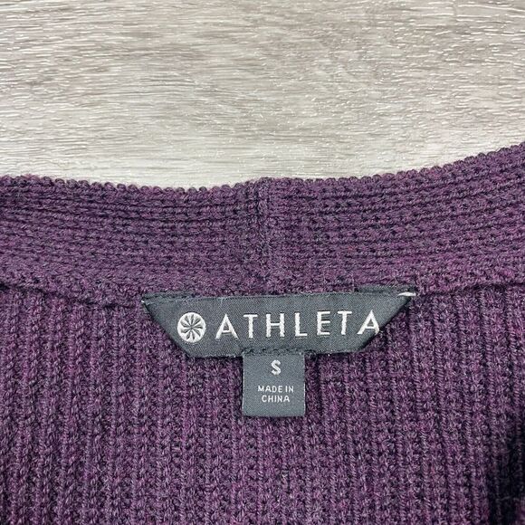 Athleta Sweater Womens Small Purple Merino Wool V Neck Knit - Picture 5 of 12